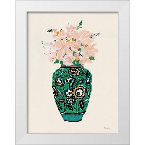 Flower Vase with Pattern II White Modern Wood Framed Art Print by Stellar Design Studio