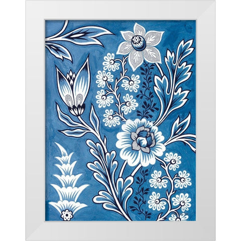 Floral Tapestry Study White Modern Wood Framed Art Print by Stellar Design Studio