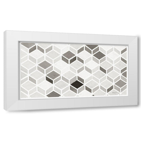 White and Gray Pattern     White Modern Wood Framed Art Print by Stellar Design Studio