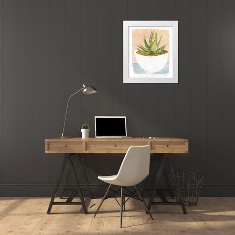 Cacti Bowl      White Modern Wood Framed Art Print by Stellar Design Studio