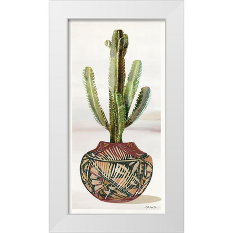 Cactus in Pot 1   White Modern Wood Framed Art Print by Stellar Design Studio