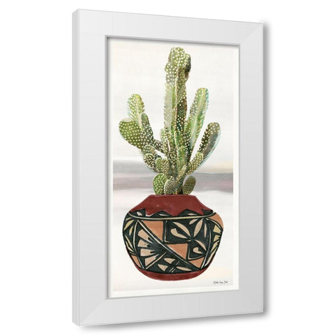 Cactus in Pot 2    White Modern Wood Framed Art Print by Stellar Design Studio