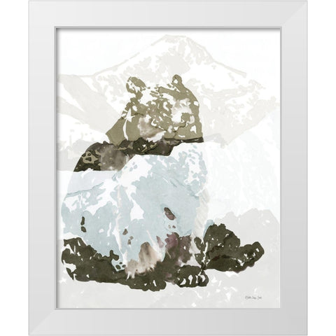 Bear Impression 2 White Modern Wood Framed Art Print by Stellar Design Studio