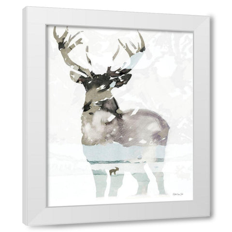 Elk Impression 1 White Modern Wood Framed Art Print by Stellar Design Studio