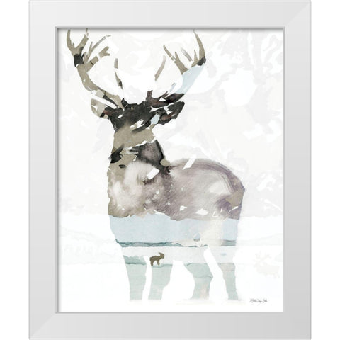 Elk Impression 1 White Modern Wood Framed Art Print by Stellar Design Studio
