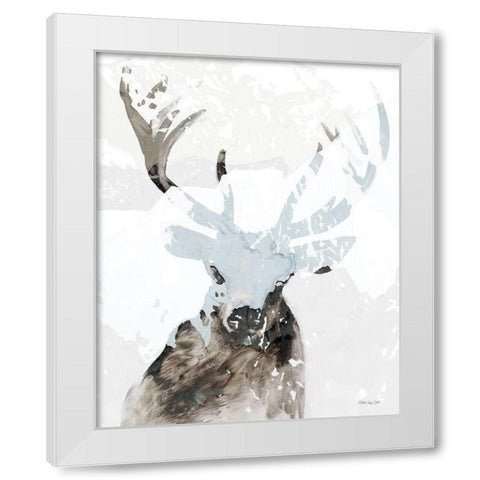 Elk Impression 2 White Modern Wood Framed Art Print by Stellar Design Studio