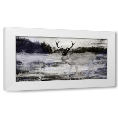 Bull in Forest 2 White Modern Wood Framed Art Print by Stellar Design Studio