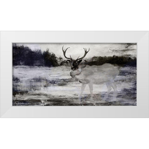 Bull in Forest 2 White Modern Wood Framed Art Print by Stellar Design Studio