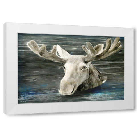 Lake Moose White Modern Wood Framed Art Print by Stellar Design Studio