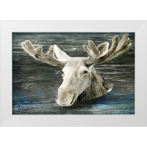 Lake Moose White Modern Wood Framed Art Print by Stellar Design Studio