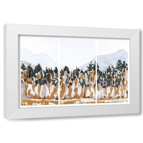 Big Mountain Triptych White Modern Wood Framed Art Print by Stellar Design Studio