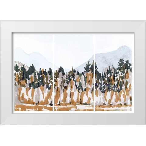 Big Mountain Triptych White Modern Wood Framed Art Print by Stellar Design Studio