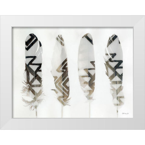 Feathers 1    White Modern Wood Framed Art Print by Stellar Design Studio