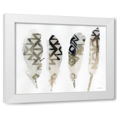 Feathers 2    White Modern Wood Framed Art Print by Stellar Design Studio