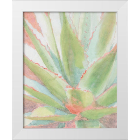 Succulent Bloom 1 White Modern Wood Framed Art Print by Stellar Design Studio