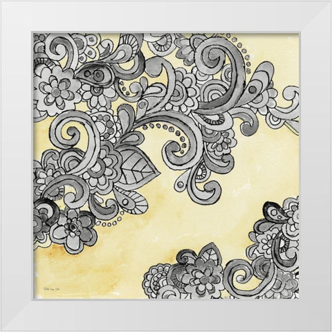 Yellow--Gray Pattern 2 White Modern Wood Framed Art Print by Stellar Design Studio