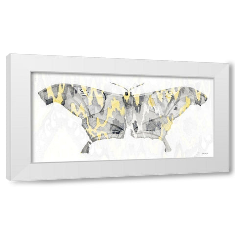 Yellow-Gray Patterned Moth 2 White Modern Wood Framed Art Print by Stellar Design Studio