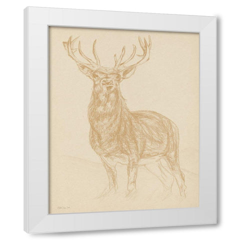 Buck Sketch White Modern Wood Framed Art Print by Stellar Design Studio