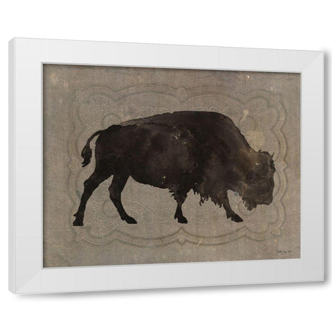 Buffalo Impression 1 White Modern Wood Framed Art Print by Stellar Design Studio