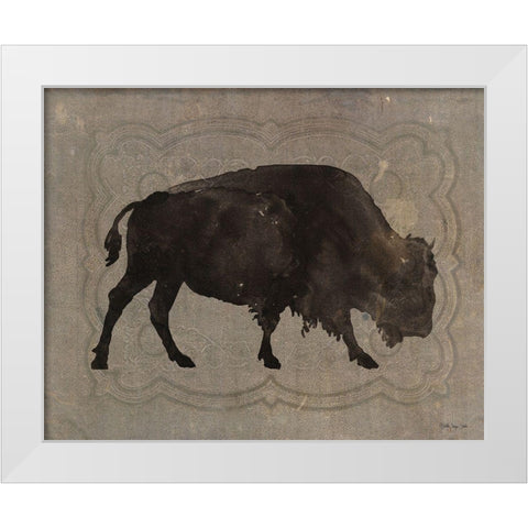 Buffalo Impression 1 White Modern Wood Framed Art Print by Stellar Design Studio