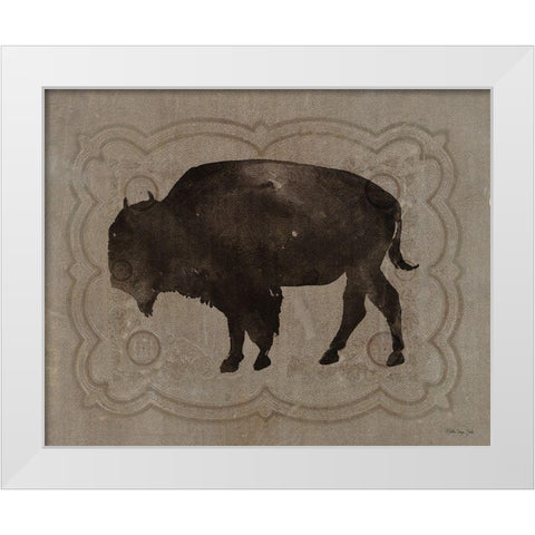 Buffalo Impression 2 White Modern Wood Framed Art Print by Stellar Design Studio