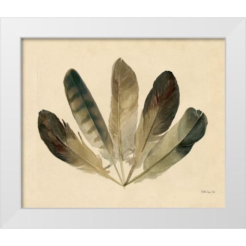 Five Feathers White Modern Wood Framed Art Print by Stellar Design Studio