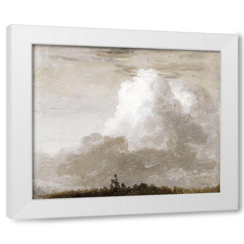 White Clouds Landscape    White Modern Wood Framed Art Print by Stellar Design Studio