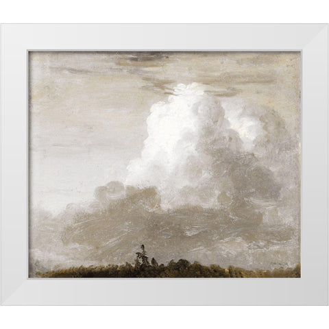 White Clouds Landscape    White Modern Wood Framed Art Print by Stellar Design Studio