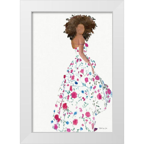 Floral Gown 1 White Modern Wood Framed Art Print by Stellar Design Studio