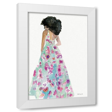 Floral Gown 2 White Modern Wood Framed Art Print by Stellar Design Studio
