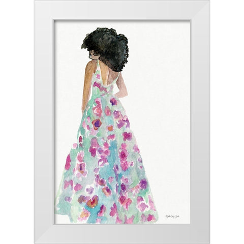 Floral Gown 2 White Modern Wood Framed Art Print by Stellar Design Studio