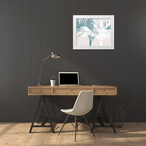 Transitioning Palm Pattern White Modern Wood Framed Art Print by Stellar Design Studio