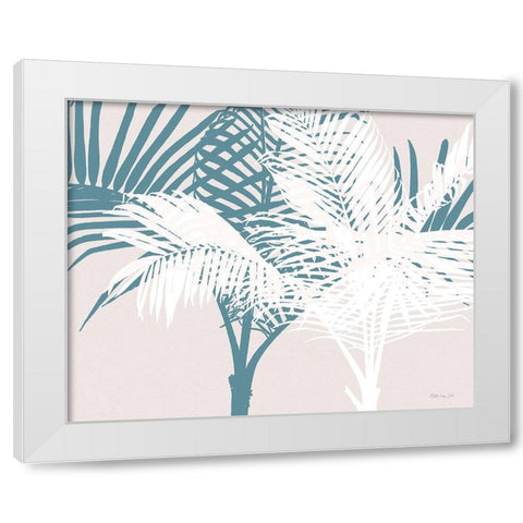 Transitioning Palm Pattern White Modern Wood Framed Art Print by Stellar Design Studio