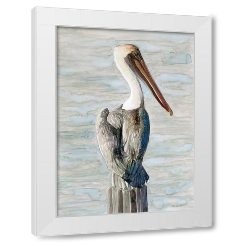 Brown Pelican 1 White Modern Wood Framed Art Print by Stellar Design Studio