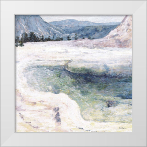 Mountain Lake White Modern Wood Framed Art Print by Stellar Design Studio