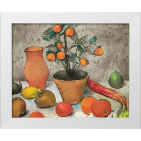 Still-Life with Oranges White Modern Wood Framed Art Print by Stellar Design Studio
