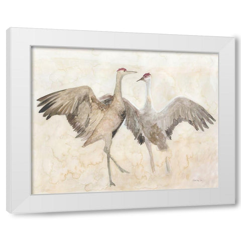 Sandhill Cranes 1 White Modern Wood Framed Art Print by Stellar Design Studio