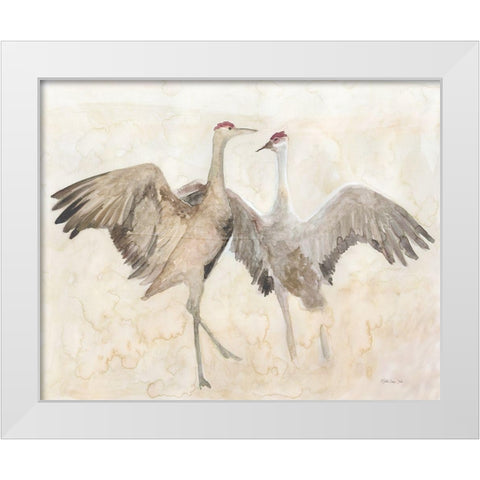 Sandhill Cranes 1 White Modern Wood Framed Art Print by Stellar Design Studio