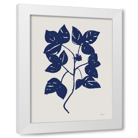 Indigo Botanical I White Modern Wood Framed Art Print by Stellar Design Studio