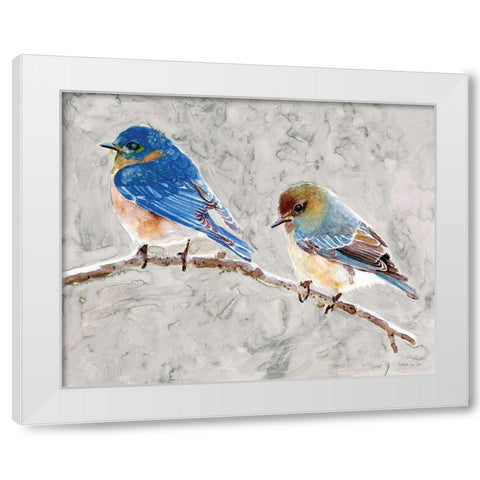 Eastern Bluebirds 1 White Modern Wood Framed Art Print by Stellar Design Studio