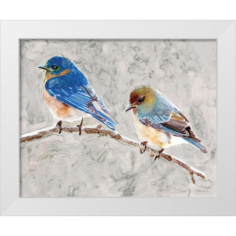 Eastern Bluebirds 1 White Modern Wood Framed Art Print by Stellar Design Studio