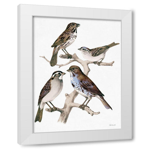 Birds on Branch White Modern Wood Framed Art Print by Stellar Design Studio