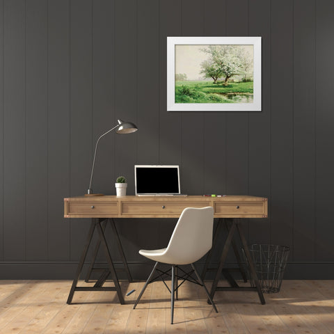 The Dreamy Field White Modern Wood Framed Art Print by Seven Trees Design