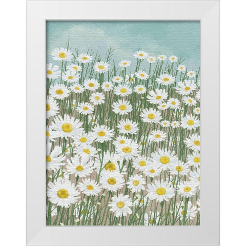 Daisies in the Sky White Modern Wood Framed Art Print by Seven Trees Design
