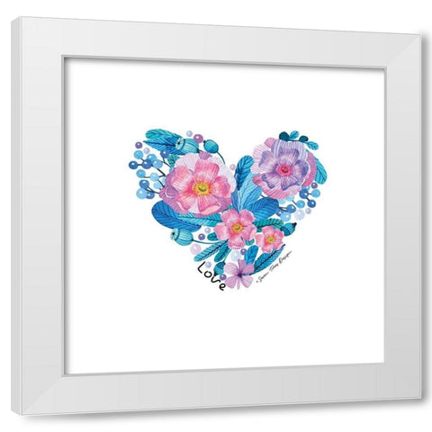 Floral Love Heart White Modern Wood Framed Art Print by Seven Trees Design