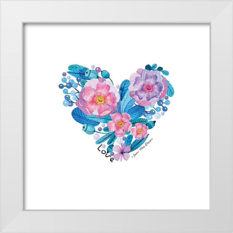 Floral Love Heart White Modern Wood Framed Art Print by Seven Trees Design