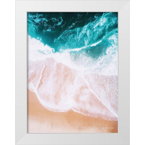 Ocean Meets Sand I White Modern Wood Framed Art Print by Seven Trees Design