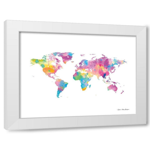 Watercolor World White Modern Wood Framed Art Print by Seven Trees Design