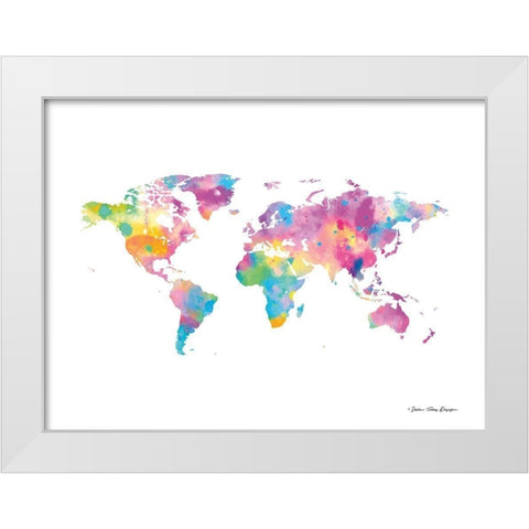 Watercolor World White Modern Wood Framed Art Print by Seven Trees Design
