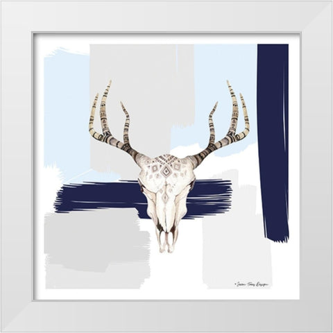Colored Steer Head I White Modern Wood Framed Art Print by Seven Trees Design